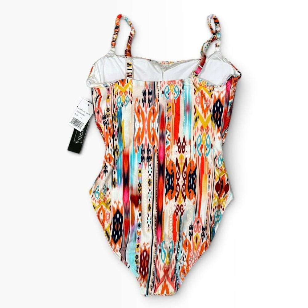 La Blanca Desert Dream One Piece Swimsuit Multicolor Ruched Size 12 NWT - Picture 3 of 8